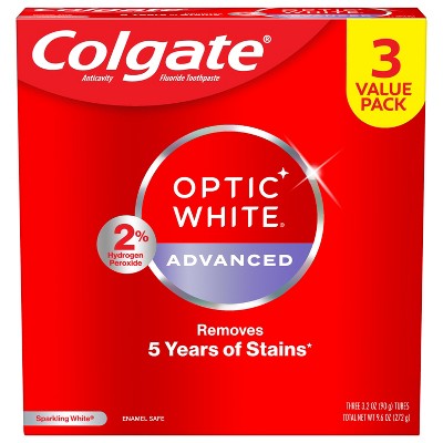 Colgate Optic White Whitening Toothpaste Sparkling White 3.2oz/3pk - Imperfect Box by This is Beauty US