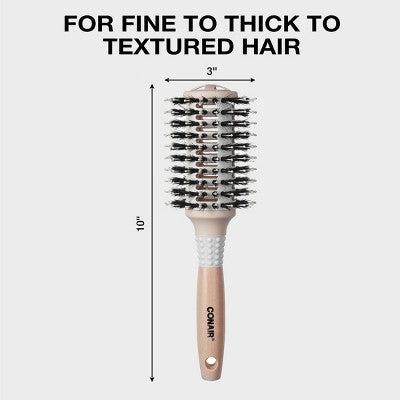 Conair Ceramic Wood Vented Boar Bristle Round Hair Brush Large Barrel All Hair - Imperfect Box by This is Beauty US