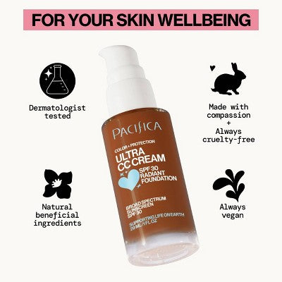 Pacifica Ultra CC Cream Radiant Foundation with SPF 17 Cool/Deep 1 fl oz - Imperfect Box by This is Beauty US