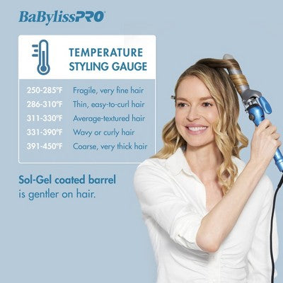 BaBylissPRO Nano Titanium Spring Curling Iron Blue 1.5" - Imperfect Box by This is Beauty US
