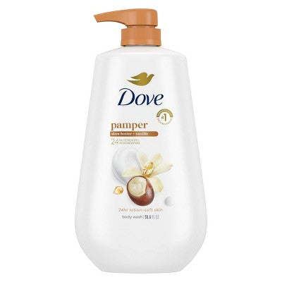 Dove Pamper Body Wash Pump Shea Butter &amp; Vanilla 24hr Lotion-Soft Skin 30.6 fl oz - New by This is Beauty US