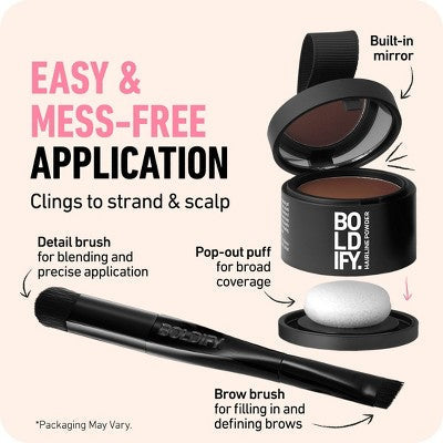 BOLDIFY Root Touch Up Powder with Brush, Covers Thinning Hair &amp; Grays, Water-Resistant Light Blonde - Imperfect Box by This is Beauty US