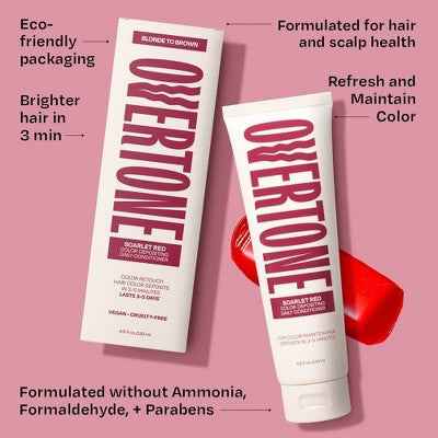 Overtone Scarlet Red Daily Conditioner- Semi-Permanent Ruby Red 4.5 oz - New