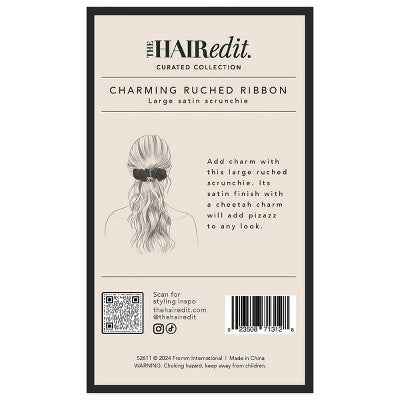 The Hair Edit Charming Ruched Ribbon Satin Scrunchie - Imperfect Box