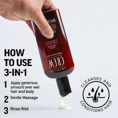 American Crew 3-in-1 Shampoo, Conditioner and Body Wash 15.2 fl oz - Imperfect Container by This is Beauty US