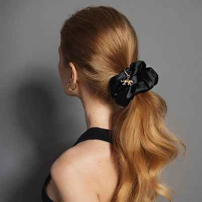 The Hair Edit Charming Ruched Ribbon Satin Scrunchie - Imperfect Box