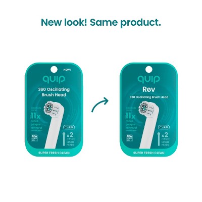 quip Rev Oscillating Brush Head Refill White 2pk - Imperfect Box by This is Beauty US
