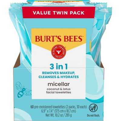Burt's Bees Micellar Coconut Lotus Towelette 2pk/60ct - New