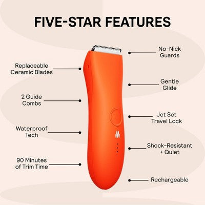 Meridian Trimmer Premium Pubic; Body Hair Trimmer for Men &amp; Women Below-the-Belt Groomer, Ball Trimmer, Bikini Trimmer, Bonus Pouch Blaze - New by This is Beauty US