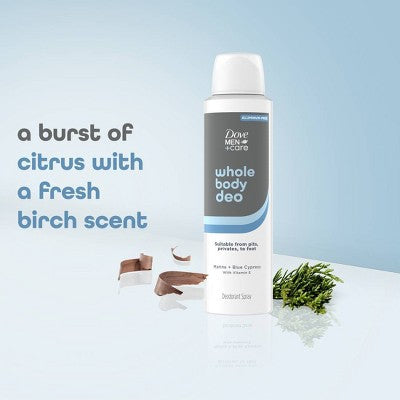 Dove Men+Care Whole Body Deodorant Spray Marine + Blue Cypress Aluminum-Free 4oz - Imperfect Container by This is Beauty US