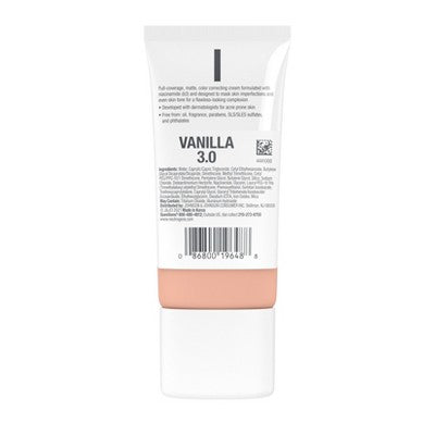 Neutrogena Clear Coverage Flawless Matte Color Correcting Cream, Full-Coverage 3.0 Vanilla - New by This is Beauty US