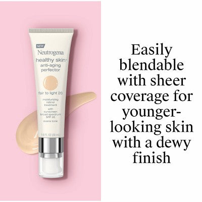 Neutrogena Healthy Skin Anti-Aging Perfector with Retinol &amp; Broad Spectrum SPF 20 Sunscreen 20 Fair to Light 1 fl oz - New