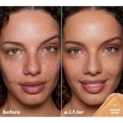 e.l.f. Halo Glow Skin Tint Light Coverage Foundation SPF 50 7 Medium Warm 1 fl oz - Imperfect Box