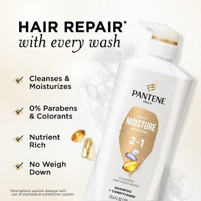 Pantene Pro V Daily Moisture Renewal 2 in 1 Shampoo &amp; Conditioner 23.6 fl oz - New by This is Beauty US