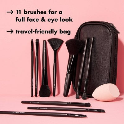 e.l.f. Full Face; Eye Makeup Brush Set With Travel Case 12pc - Imperfect Box by This is Beauty US