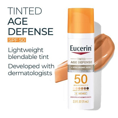 Eucerin Age Defense Face Sunscreen Tinted Lotion SPF 50 2.5 fl oz - Imperfect Box by This is Beauty US