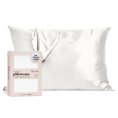 Kitsch Queen Size Thread Count; Satin Standard Pillowcase Ivory - Imperfect Box by This is Beauty US
