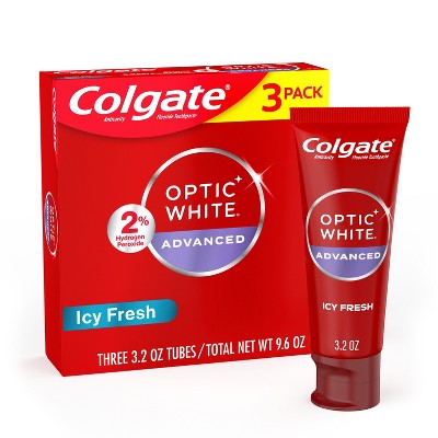 Colgate Optic White Adv Whitening Toothpaste Icy Fresh 3.2oz/3pk - Imperfect Box by This is Beauty US