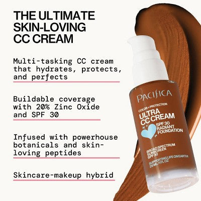 Pacifica Ultra CC Cream Radiant Foundation with SPF 17 Cool/Deep 1 fl oz - Imperfect Box by This is Beauty US