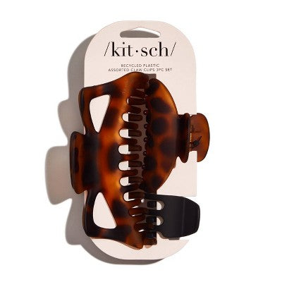 Kitsch Recycled Plastic Assorted Claw Jumbo Hair Clips 3ct - New by This is Beauty US
