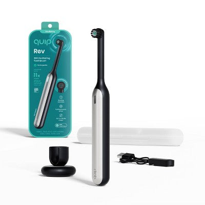quip Rev Oscillating Rechargeable Electric Toothbrush Black/Silver - Imperfect Box by This is Beauty US