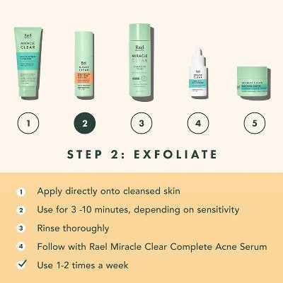 Rael Miracle Clear Brightening Triple Acid Face Exfoliant Gel-Serum 1.7oz - New