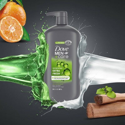 Dove Men+Care Extra Fresh Refreshing Body &amp;Face Wash Pump 30 fl oz - Imperfect container by This is Beauty US