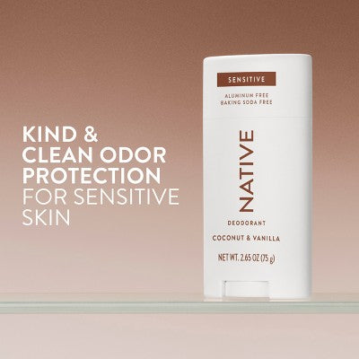 Native Sensitive Solid Deodorant for Women &amp; Men Coconut &amp; Vanilla 2.65oz - New