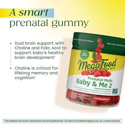 MegaFood Prenatal Gummy Vitamins, Folic Acid, Choline, Vitamin B12, Vitamin B6 Vegetarian 60ct - New by This is Beauty US