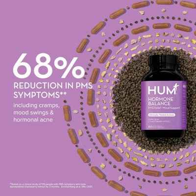 HUM Nutrition Hormone Balance for PMS Relief &amp; Mood Support Vegan Capsules 60ct - New