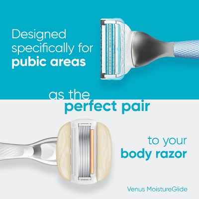 Venus For Pubic Hair and Skin Value Pack Razor Handle + 4 Blade Refills - Missing Box