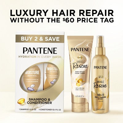 Pantene Pro-V Daily Moisture Renewal Shampoo and Conditioner Bundle 22.4 fl oz - Imperfect Box by This is Beauty US