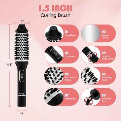 NICEBAY Heated Thermal Brush, Electric Curling Brush &amp; Round Brush Styler with Anti-Scald Nylon Bristles - Imperfect Box