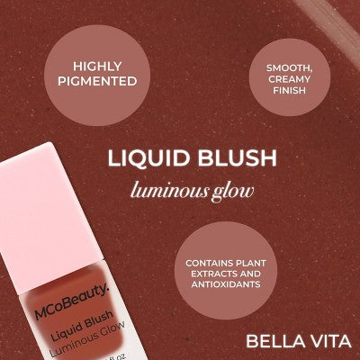 MCoBeauty Liquid Blush Luminous Glow Bella Vita/Dusty Rose 0.5 fl oz - New by This is Beauty US