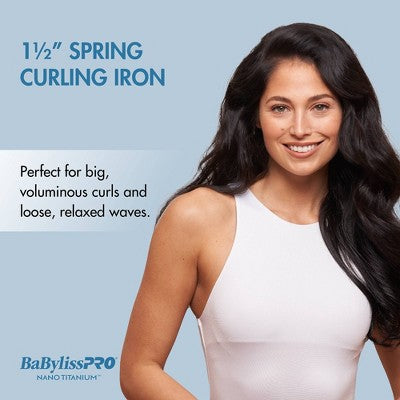 BaBylissPRO Nano Titanium Spring Curling Iron Blue 1.5" - Imperfect Box by This is Beauty US