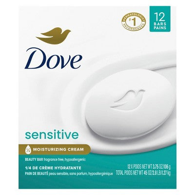 Dove Beauty Sensitive Skin Beauty Bar Soap 12pk/3.75oz each - Imperfect Box by This is Beauty US