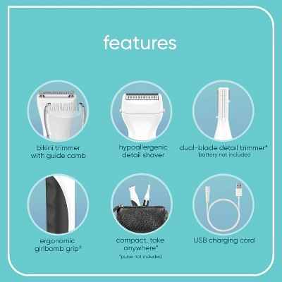 Conair Girlbomb Cordless Rechargeable Bikini Trimmer 6pc - Imperfect Box