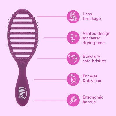 Wet Brush Speed Dry Detangler Hair Brush for Quick Heat Drying Frost Purple - Imperfect Box by This is Beauty US