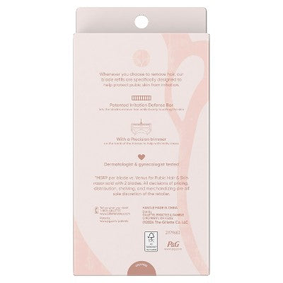 Venus For Pubic Hair and Skin Value Pack Razor Handle + 4 Blade Refills - Missing Box by This is Beauty US