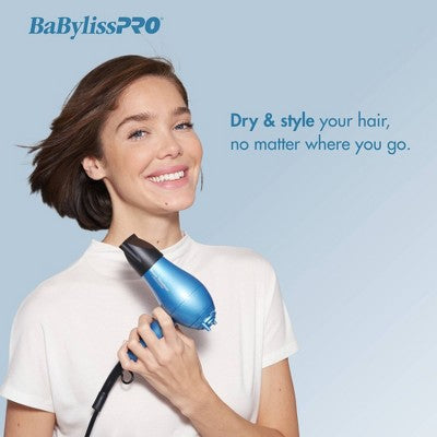 BaBylissPRO Nano Titanium Travel Hair Dryer - Blue - 1000W by This is Beauty US