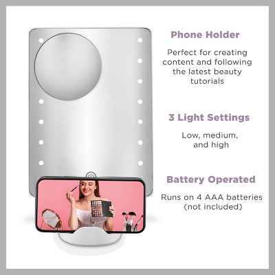 Conair LED Hollywood Lighted Social Media Makeup Mirror White - Imperfect Box