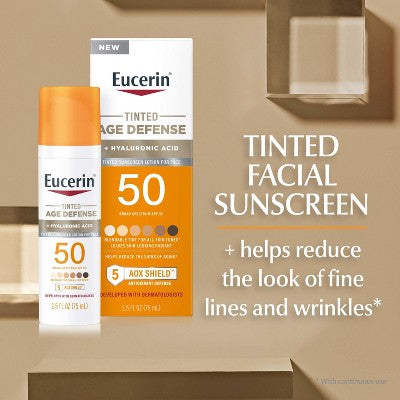 Eucerin Age Defense Face Sunscreen Tinted Lotion SPF 50 2.5 fl oz - Imperfect Box by This is Beauty US