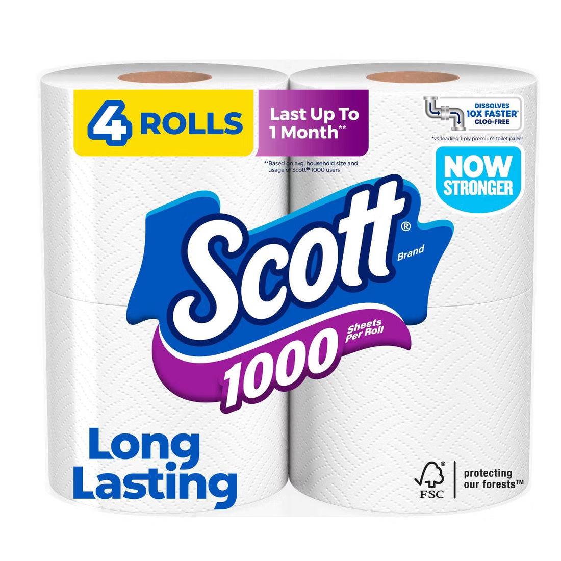 Scott 1000 Septic-Safe 1-Ply Toilet Paper - 4 Rolls: 1000 Sheets Per Roll  DestGlow