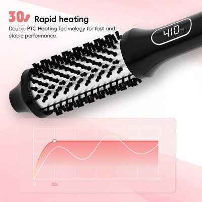NICEBAY Heated Thermal Brush, Electric Curling Brush &amp; Round Brush Styler with Anti-Scald Nylon Bristles - Imperfect Box