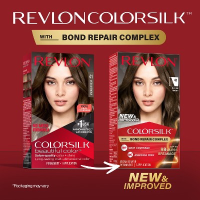 Revlon ColorSilk Permanent Hair Color with Bond Repair Complex 41 Medium Brown 4.4 fl oz - Imperfect Box by This is Beauty US