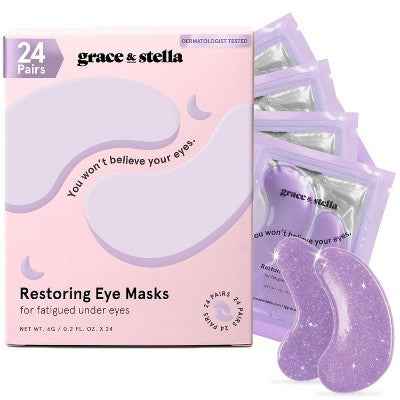 Grace &amp; Stella Restoring Under Eye Masks Purple 24ct - New