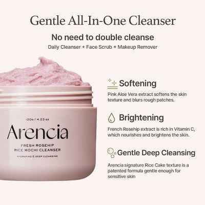 Arencia Rice Mochi Cleanser Fresh Rosehip 4.23oz - New