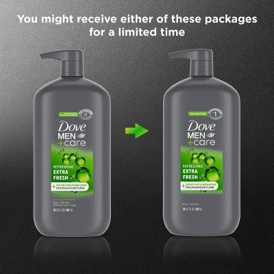 Dove Men+Care Extra Fresh Refreshing Body &amp;Face Wash Pump 30 fl oz - Imperfect container by This is Beauty US