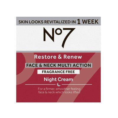 No7 Restore &amp; Renew Face &amp; Neck Multi Action Night Cream 1.69 fl oz - Imperfect Box
