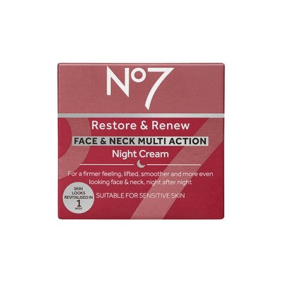 No7 Restore &amp; Renew Multi Action Face &amp; Neck Night Cream 1.69 fl oz - Imperfect Box